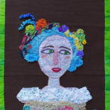 Art textile intitulée "Missia Palmieri" par Apignat, Œuvre d'art originale, Broderie