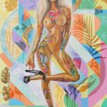 「Gorgeous «Body Canv…」というタイトルの絵画 Apollonas Sobenによって, オリジナルのアートワーク, オイル ウッドストレッチャーフレームにマウント