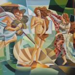 Картина под названием "0268 «Cubistic Birt…" - Apollonas Soben, Подлинное произведение искусства, Масло Установлен на Деревя…