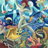 제목이 "00314 «Underwater t…"인 미술작품 Apollonas Soben로, 원작, 기름 나무 들것 프레임에 장착됨