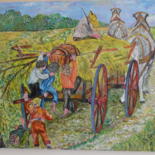 Peinture intitulée "scene rurale peintu…" par Apollo Apollonius, Œuvre d'art originale, Huile Monté sur Panneau de bois