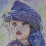 Painting titled "Baby blue." by Joël Bérard, Original Artwork, Watercolor