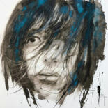 Peinture intitulée "Regard noir bleu nu…" par Pascal Pihen, Œuvre d'art originale, Aquarelle Monté sur Autre panneau rigide