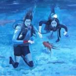 Painting titled "deep water" by Arik Sharon, Original Artwork, Oil