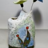 Design intitulée "Vase raku nu bleu/v…" par Armelle Colombier, Œuvre d'art originale, Céramique