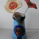 Design intitulée "Vase et fleurs" par Armelle Colombier, Œuvre d'art originale, Art de la table