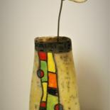 Design intitulée "Vase jaune raku nu…" par Armelle Colombier, Œuvre d'art originale, Art de la table