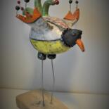 Sculpture intitulée "L'oiseau motif" par Armelle Colombier, Œuvre d'art originale, Céramique