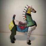 Sculpture intitulée "Cheval chinois" par Armelle Colombier, Œuvre d'art originale, Céramique