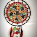 Sculpture intitulée "Attrape rêve Mandala" par Armelle Colombier, Œuvre d'art originale, Céramique