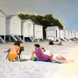 Painting titled "Plage des Dames" by Arnaud Feuga, Original Artwork, Oil