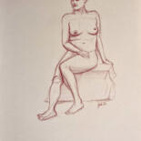 Zeichnungen mit dem Titel "Sitzender Akt XII" von Arne Groh, Original-Kunstwerk, Bleistift