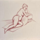 Zeichnungen mit dem Titel "Liegende Nackte IV" von Arne Groh, Original-Kunstwerk, Bleistift