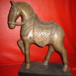 Sculpture titled "WOODEN HORSE" by Art Deco Chiangmai Thailand Odyaiphsaal Etch, Original Artwork