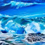 Peinture intitulée ""Turning Blue" Seas…" par Elena Tuncer, Œuvre d'art originale, Huile Monté sur Châssis en bois