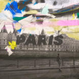 Digital Arts titled "Paris" by Lena  Shmeléva, Original Artwork, Digital Painting Mounted on Wood Stretcher frame