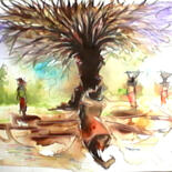 Painting titled "Calabash market" by Asenior, Original Artwork