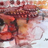 Peinture intitulée "Sunset discovery" par Asenior, Œuvre d'art originale, Aquarelle