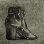 Drawing titled "Botte. Seule. Boot.…" by Atelier N N . Art Store By Nat, Original Artwork, Pencil