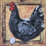 Peinture intitulée "Poule noire" par Atelier N N . Art Store By Nat, Œuvre d'art originale, Acrylique