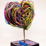 Sculpture titled "Coeur multicult" by Tess, Original Artwork, Acrylic