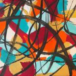 Painting titled "Salsa" by Aude Vernuccio, Original Artwork, Oil Mounted on Wood Stretcher frame