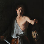 Painting titled "4602, David et la t…" by Aupalt, Original Artwork, Oil Mounted on Wood Stretcher frame