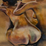 Painting titled "Back Nude" by Axel Jung, Original Artwork, Oil
