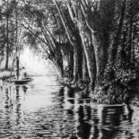 Drawing titled "Le marais-poitevin" by B. Alexis, Original Artwork, Chalk