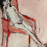 Dessin intitulée "Akt in einem roten…" par Barbara Kroll, Œuvre d'art originale, Marqueur