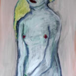 Malerei mit dem Titel "Sitzender Akt" von Barbara Kroll, Original-Kunstwerk, Acryl