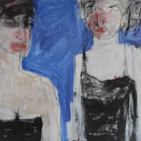 Tekening getiteld "Zwei Frauen II" door Barbara Kroll, Origineel Kunstwerk, Potlood