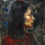 Painting titled "Портрет индианки" by Bayaro, Original Artwork, Oil