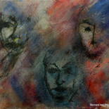 Painting titled "Visages et mystère 1" by Bernard Des Roseaux, Original Artwork, Acrylic