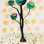 Painting titled "Árbol con flores ve…" by Beatriz Astudillo, Original Artwork, Watercolor