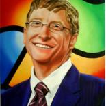 Peinture intitulée "Bill Gates" par Aurore Alexis, Œuvre d'art originale, Huile