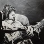 Painting titled "Kurt on a Couch" by Becky Arner, Original Artwork, Acrylic