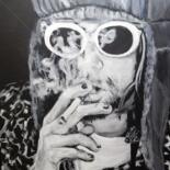 Painting titled "Kurt Cobain in chee…" by Becky Arner, Original Artwork, Acrylic