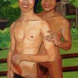 Painting titled "Happy Thai Boys" by Luc Moreau, Original Artwork, Oil