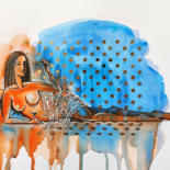 Картина под названием "Olives - nude, erot…" - Yulia Belasla, Подлинное произведение искусства, Акварель