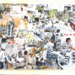 Drawing titled "agitation-aux-cuisi…" by Bernadette Cazal, Original Artwork, Other