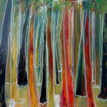 Картина под названием "H053P20 Forêt d'éne…" - Bernard Pineau, Подлинное произведение искусства, Масло