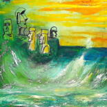 Картина под названием "H037F25 île de Pâqu…" - Bernard Pineau, Подлинное произведение искусства, Масло