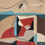 Pintura titulada "WOMAN READING ON BE…" por Bernard Simunovic, Obra de arte original, Acrílico