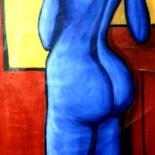 Painting titled "nu bleu" by Bertrand Eberhard, Original Artwork, Oil