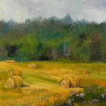 Painting titled "Hay Bales In The Fi…" by Betsy Rich, Original Artwork, Oil