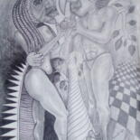 Desenho intitulada "Adao e Eva" por Salato Licenço, Obras de arte originais, Lápis