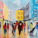 Painting titled "Galway Shop St. Wet…" by Bill O'Brien, Original Artwork, Oil