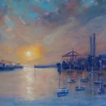 Painting titled "Moody Sunrise Dubli…" by Bill O'Brien, Original Artwork, Oil