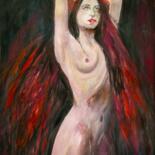 Painting titled "Red Hair" by Birgit Weisenburger, Original Artwork, Gouache